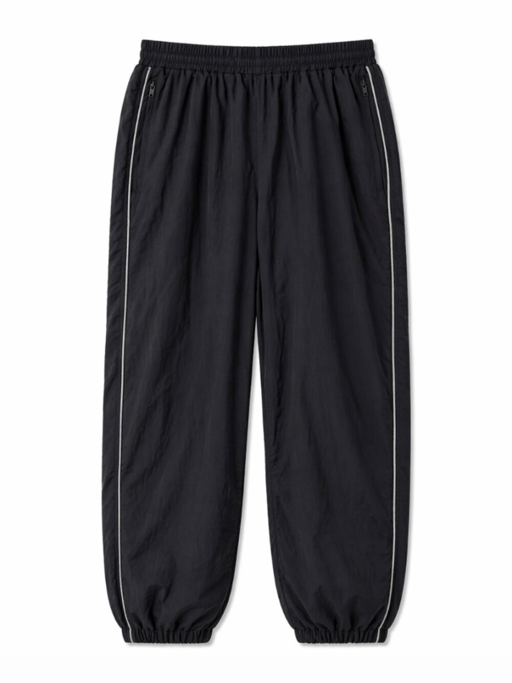 🦋 2/30 Unknown Brand Black Nylon Track Pants Joggers Size L